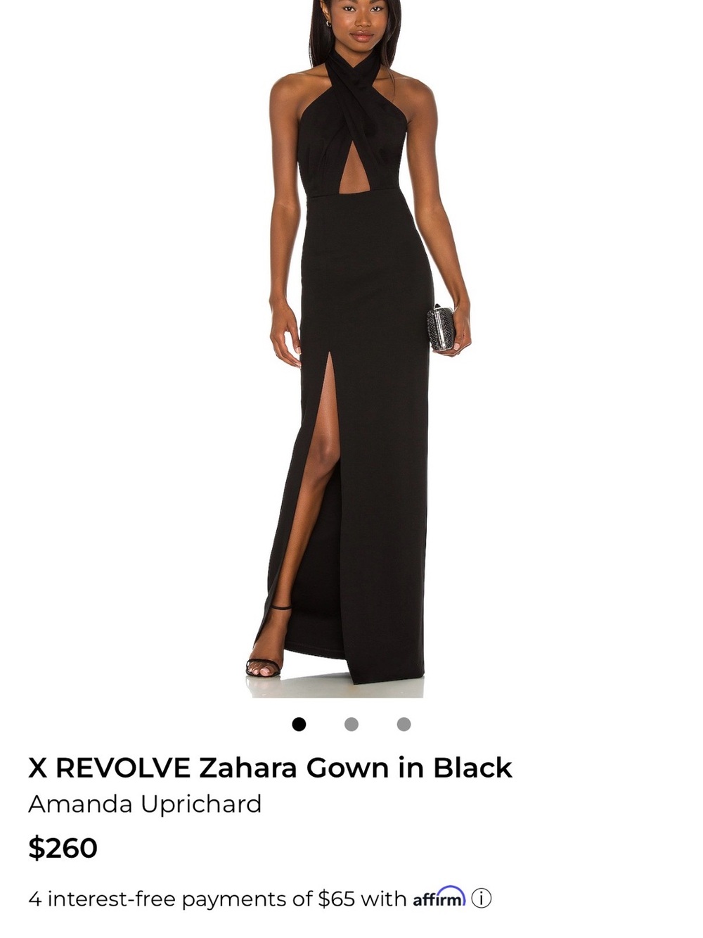 Amanda Uprichard Black Twist-Halter Maxi Dress